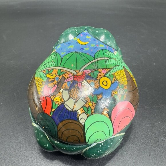 Mexican RedWare Pottery Hand Painted Frog Shape Trinket Holder Jewelry Holder - Picture 5 of 13